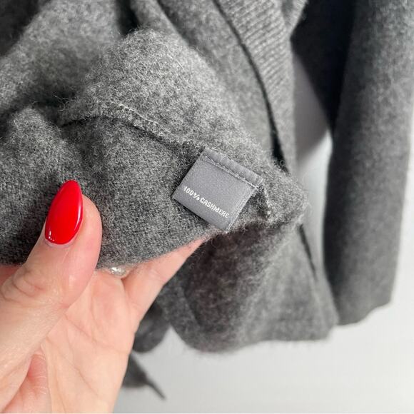 Neiman Marcus | Women’s 100% Cashmere Long Charcoal Grey Cowl Neck Wrap Sweater - Picture 3 of 9